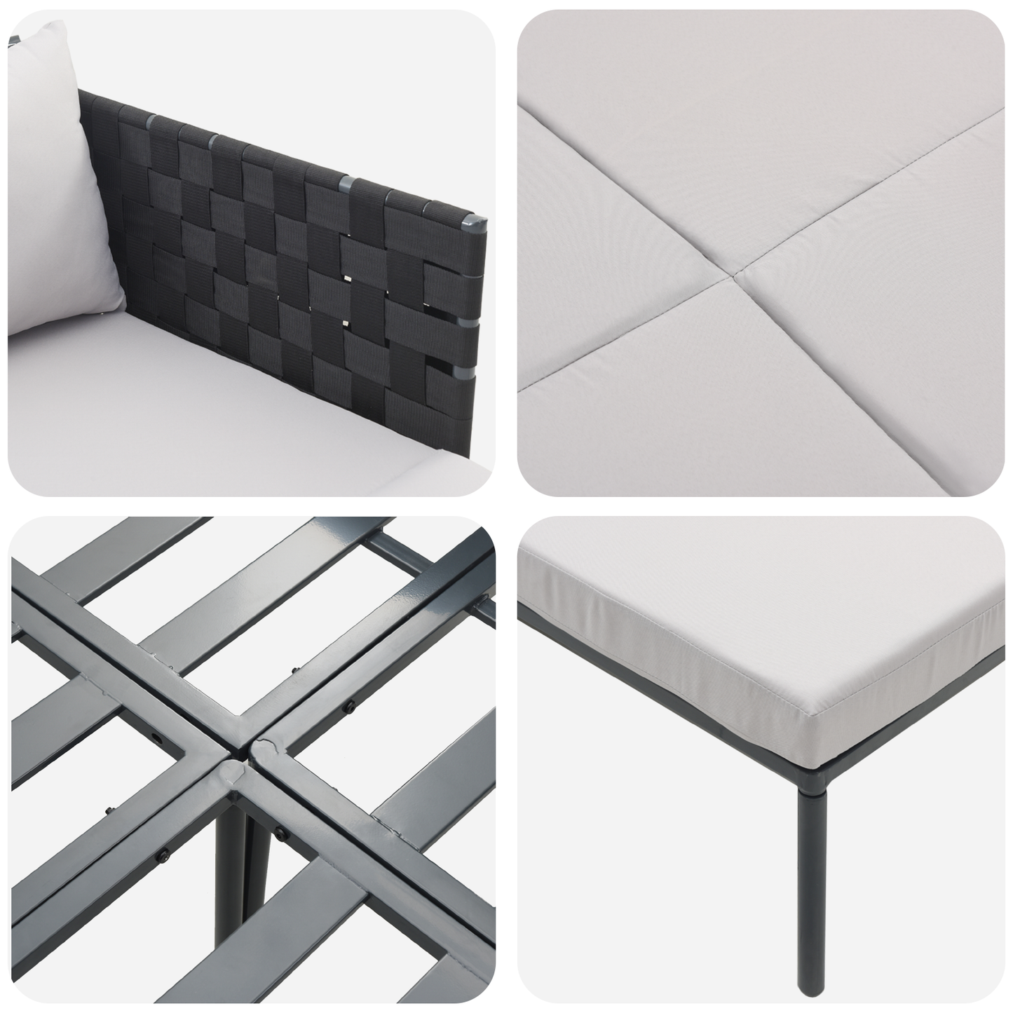 Espreguiçadeira vidaXL com Almofadas para 2 Pessoas Cinza 115x153x69,5 cm Aço