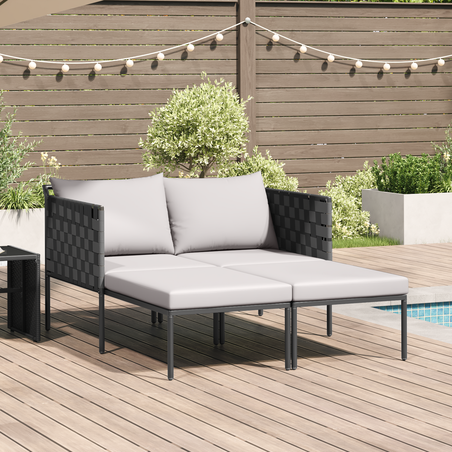 Espreguiçadeira vidaXL com Almofadas para 2 Pessoas Cinza 115x153x69,5 cm Aço