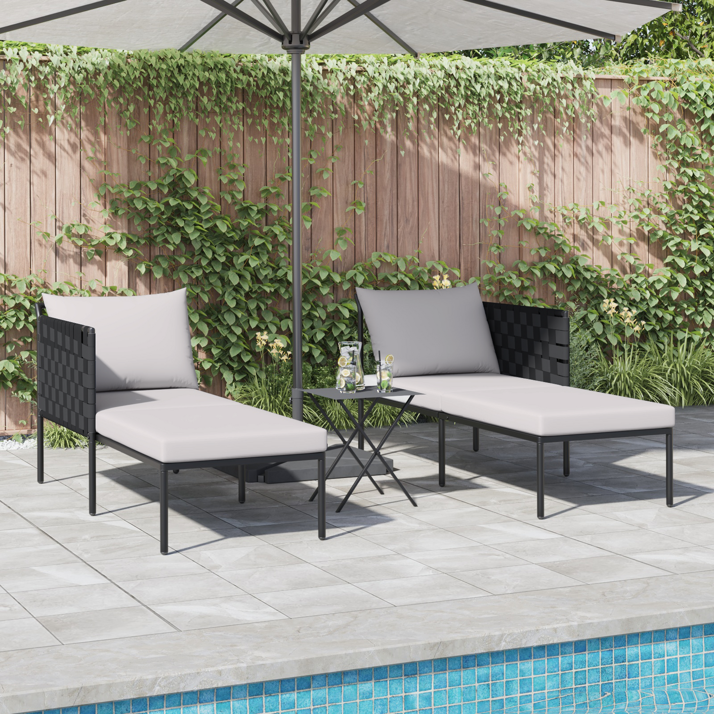 Espreguiçadeira vidaXL com Almofadas para 2 Pessoas Cinza 115x153x69,5 cm Aço
