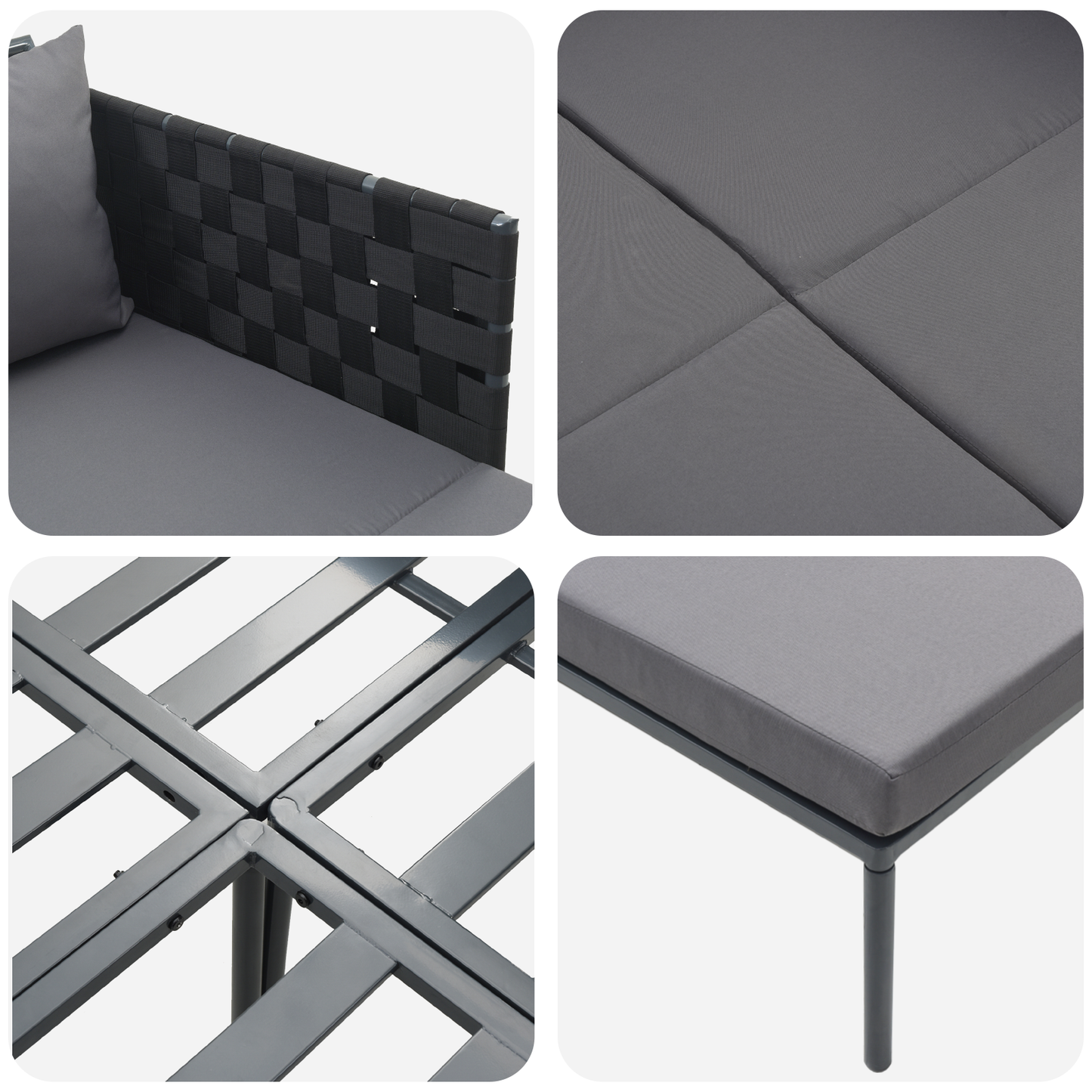 Espreguiçadeira com Almofadas para 2 Pessoas Antracite 115x153x69,5 cm Aço