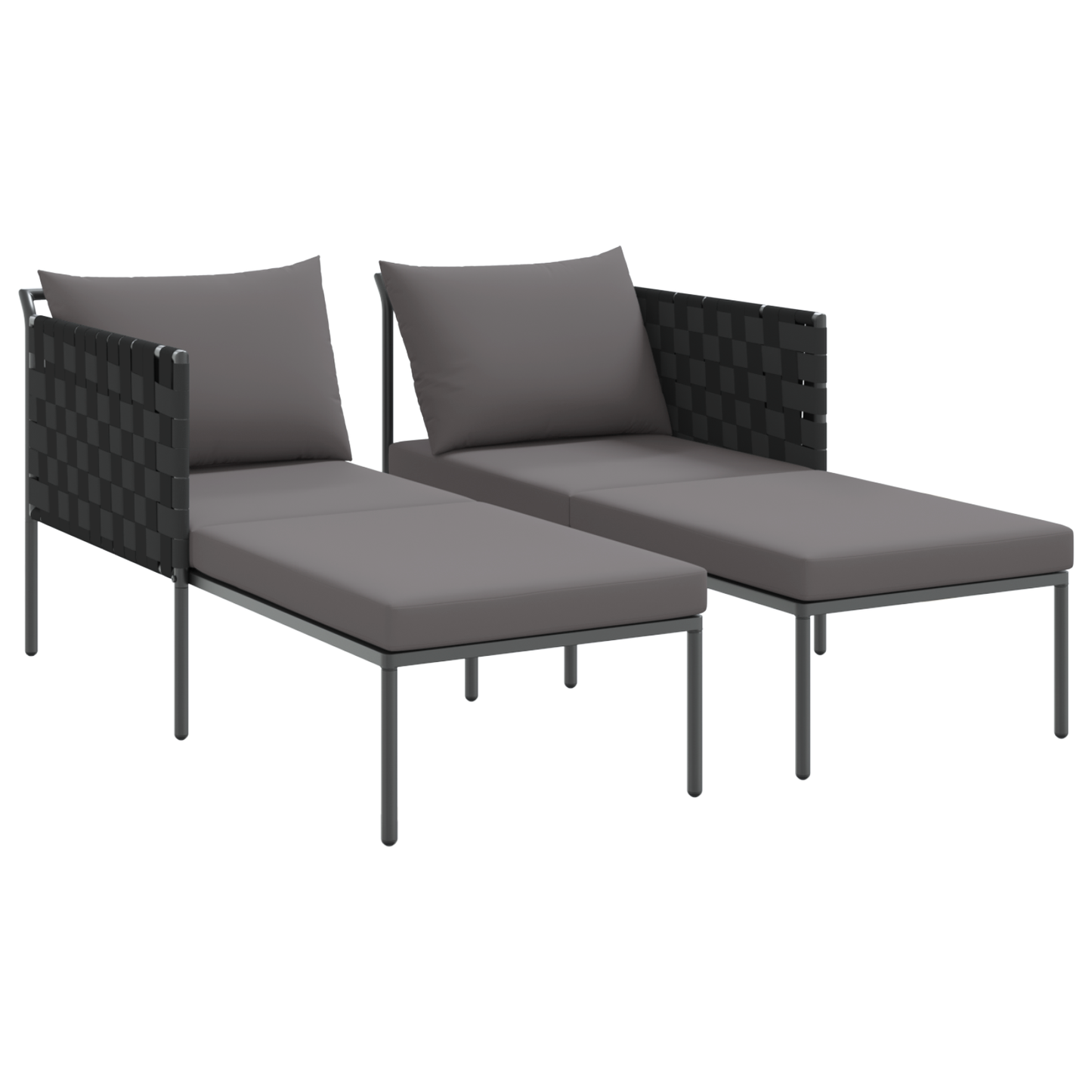 Espreguiçadeira com Almofadas para 2 Pessoas Antracite 115x153x69,5 cm Aço