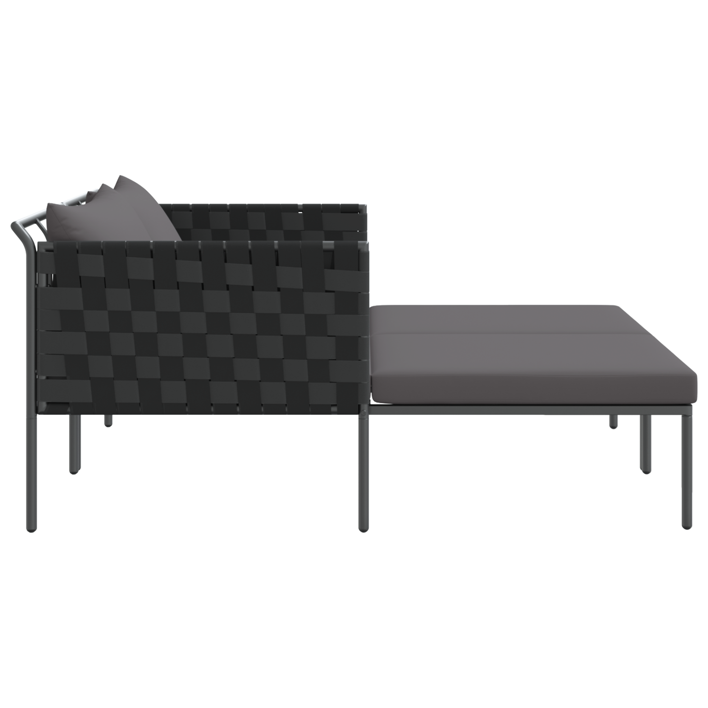 Espreguiçadeira com Almofadas para 2 Pessoas Antracite 115x153x69,5 cm Aço