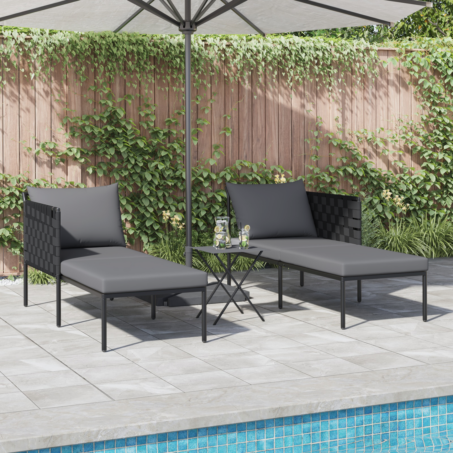 Espreguiçadeira com Almofadas para 2 Pessoas Antracite 115x153x69,5 cm Aço