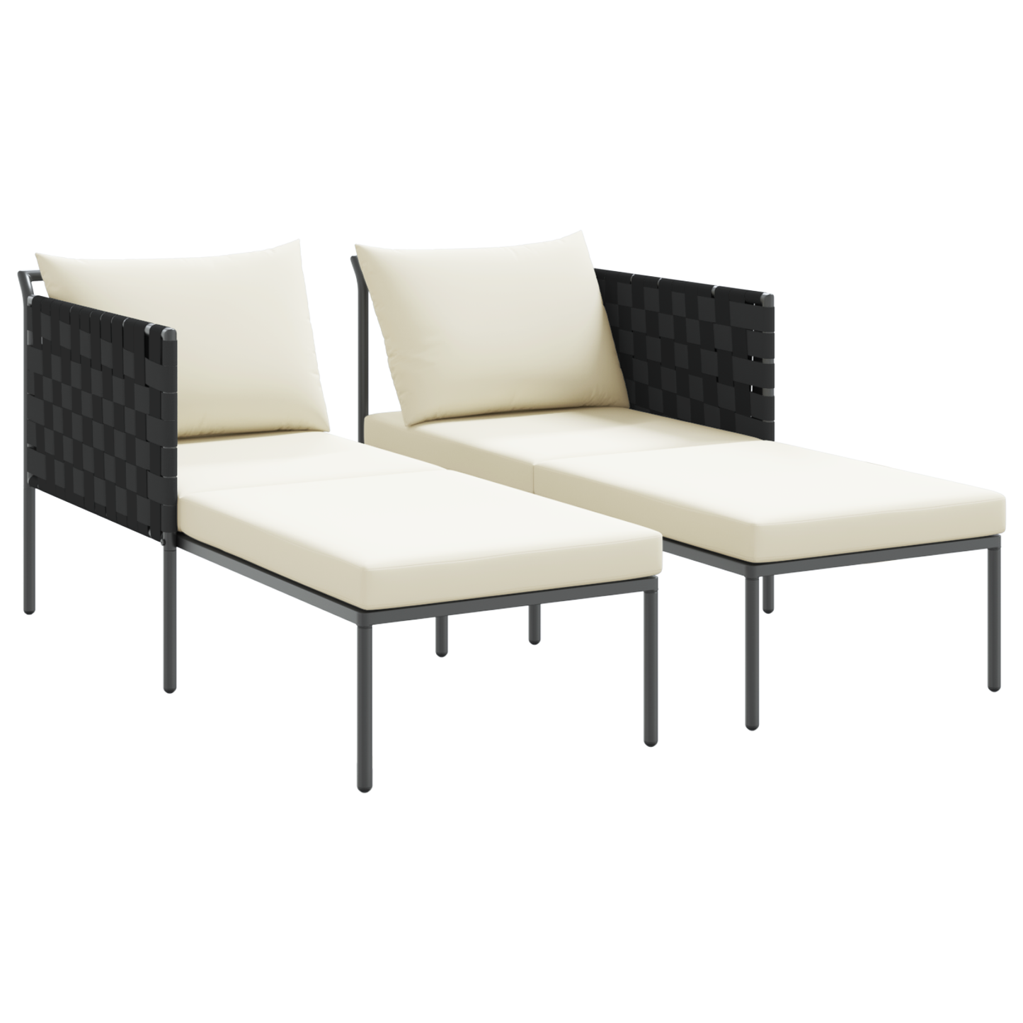 Espreguiçadeira vidaXL com almofadas para 2 pessoas Antacita 115x153x69,5 cm Aço