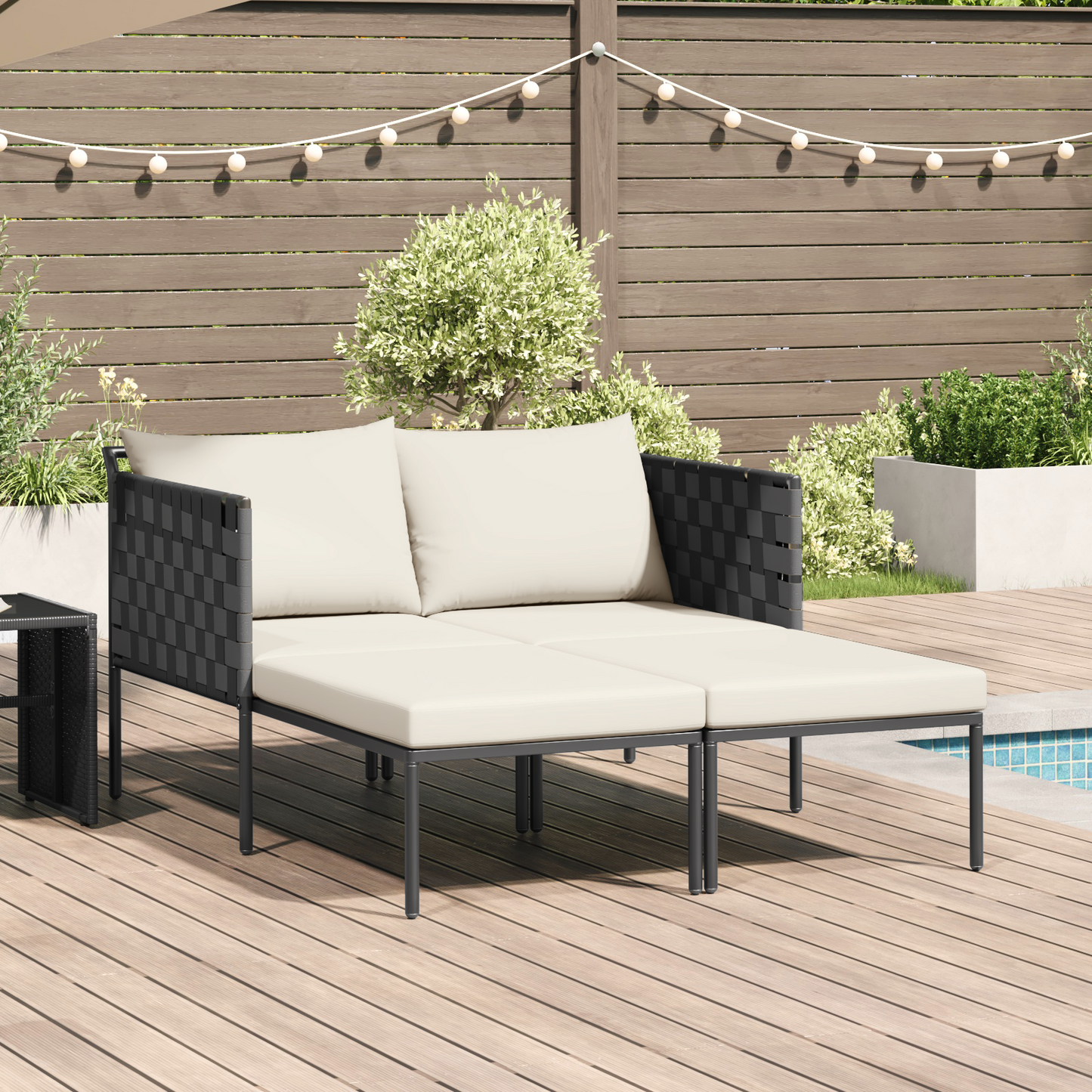 Espreguiçadeira vidaXL com almofadas para 2 pessoas Antacita 115x153x69,5 cm Aço