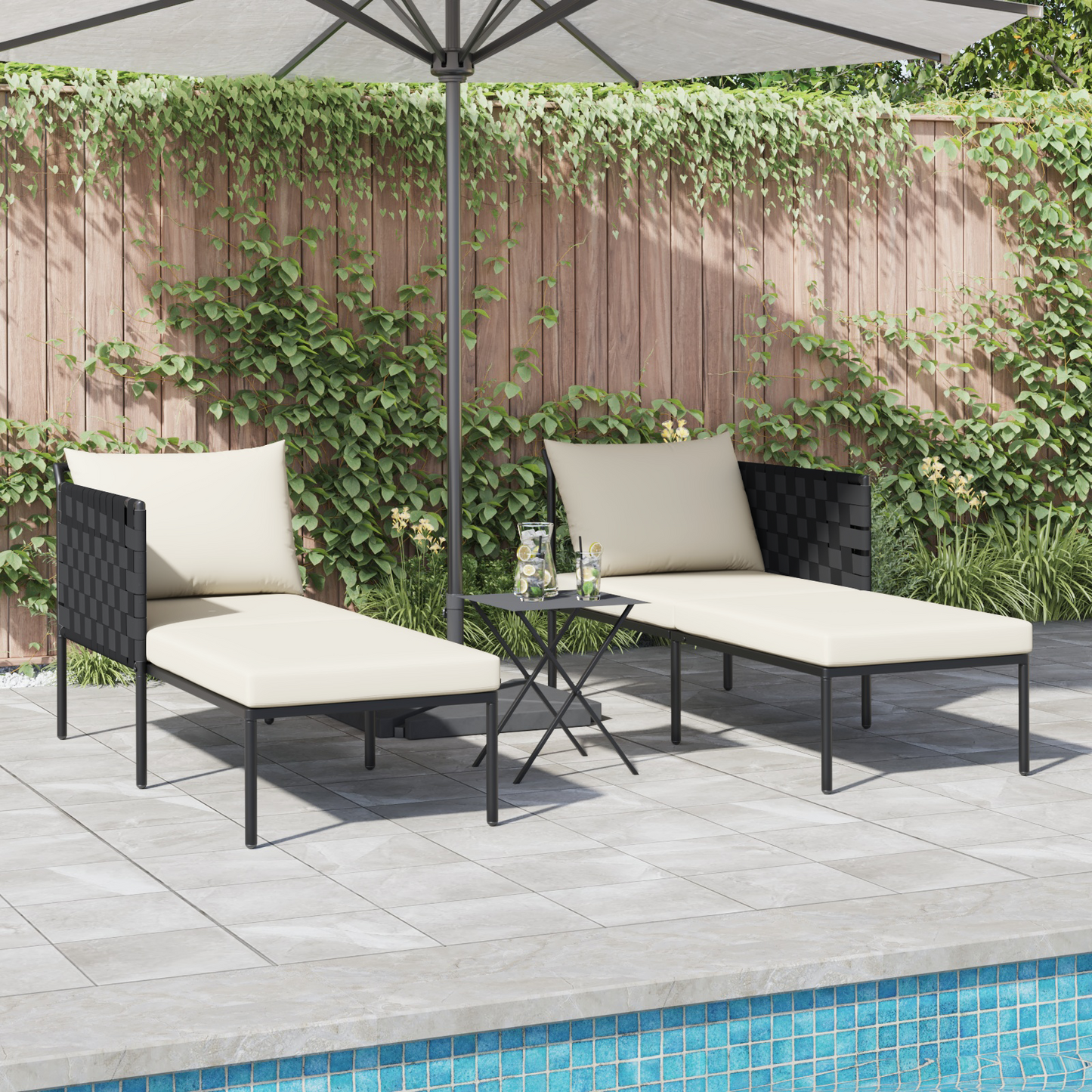 Espreguiçadeira vidaXL com almofadas para 2 pessoas Antacita 115x153x69,5 cm Aço