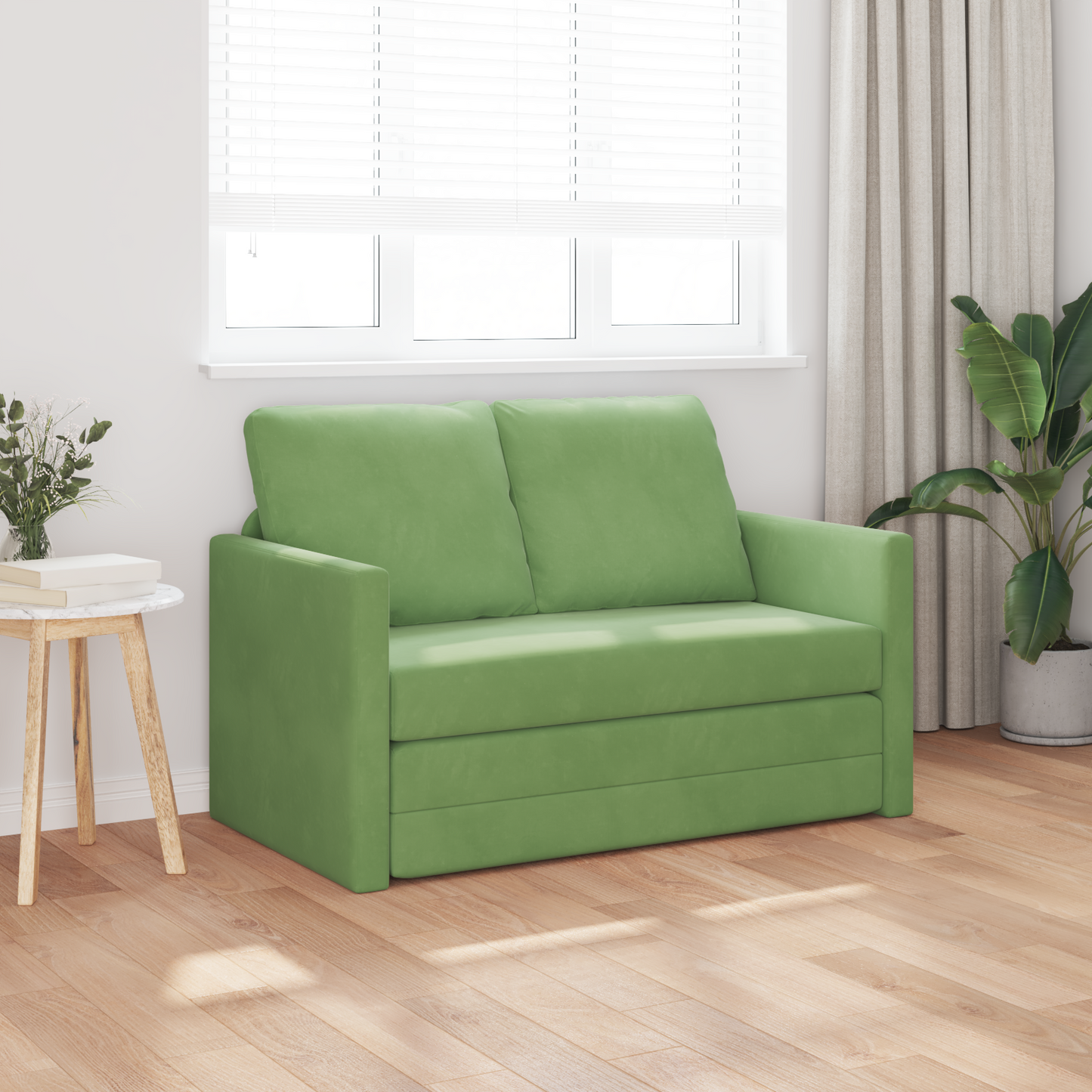 Sofá Loveseat Verde Claro Tecido, Madeira 2 Lugares Sofá Loveseat