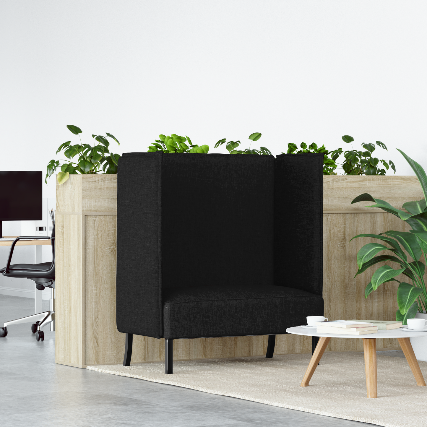 Sofá Alto Preto 109x56x121 cm Tecido