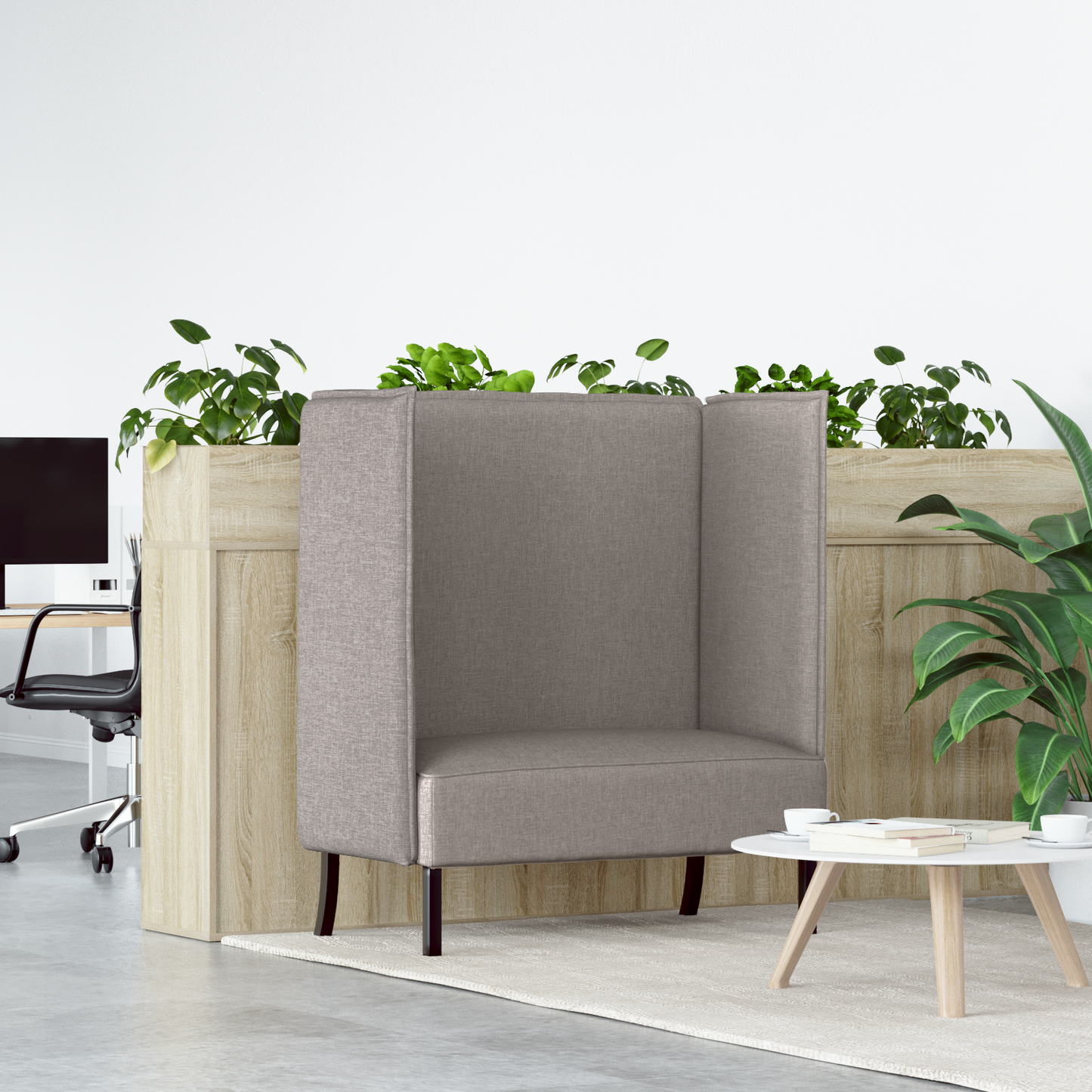 Sofá Alto Taupe 109x56x121 cm Tecido