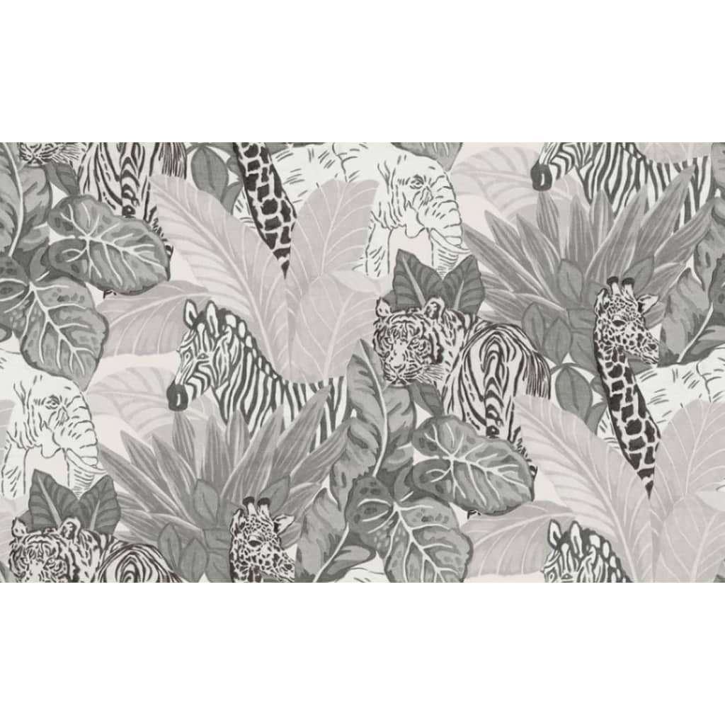Papel de parede Good Vibes Jungle Animals cinzento e preto