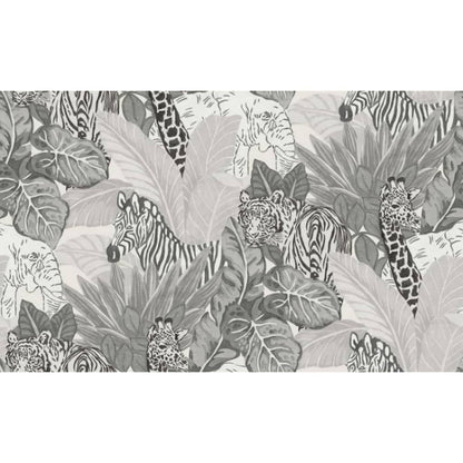 Papel de parede Good Vibes Jungle Animals cinzento e preto