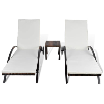 Espreguiçadeiras com mesa vime PE castanho