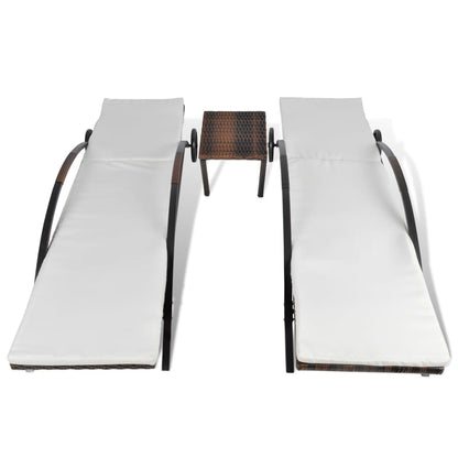 Espreguiçadeiras com mesa vime PE castanho
