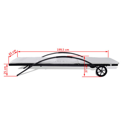 Sun loungers with table in black PE wicker