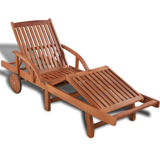 Solid acacia wood sun lounger