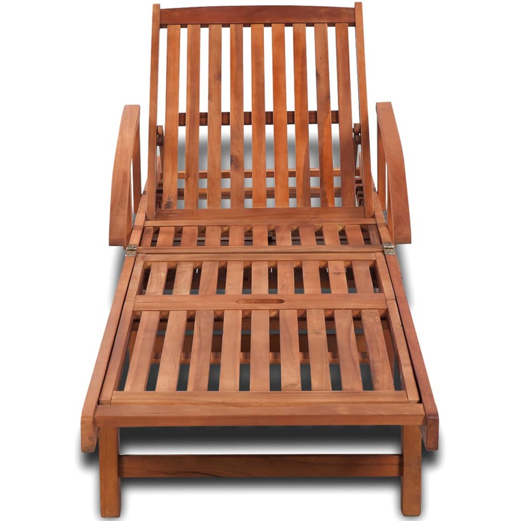 Solid acacia wood sun lounger