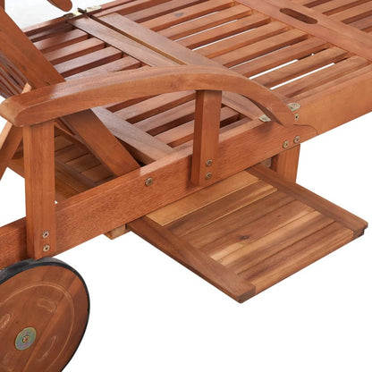 Solid acacia wood sun lounger