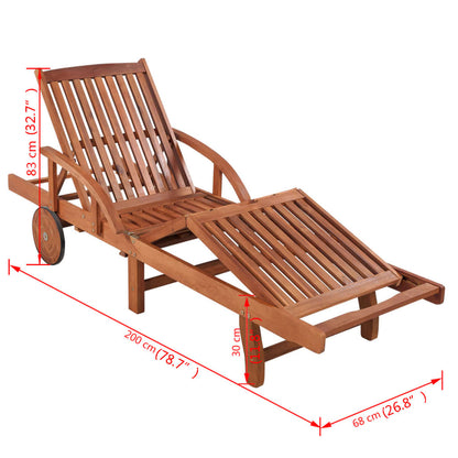 Solid acacia wood sun lounger
