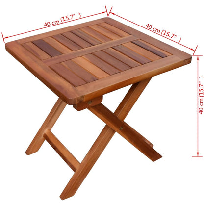 Sun lounger with table in solid acacia wood