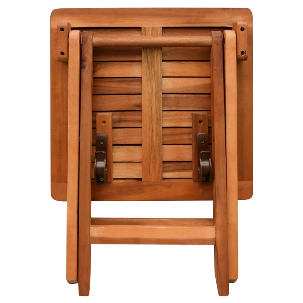 Sun lounger with table in solid acacia wood