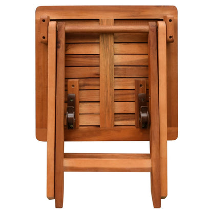 Sun lounger with table in solid acacia wood