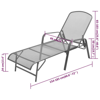 Anthracite steel sun lounger