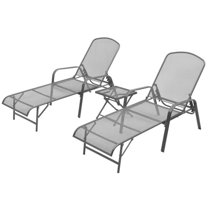 Sun loungers with table 2 pcs steel anthracite