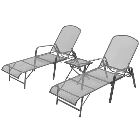 Sun loungers with table 2 pcs steel anthracite