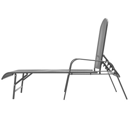 Sun loungers with table 2 pcs steel anthracite