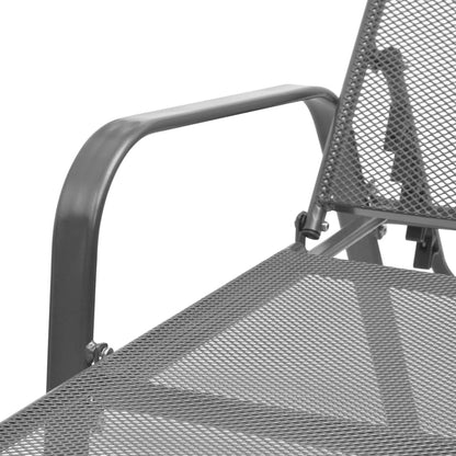 Sun loungers with table 2 pcs steel anthracite
