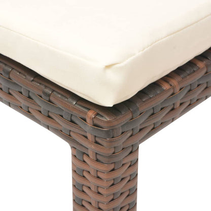 Sun lounger with cushion in brown PE wicker