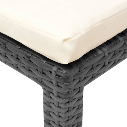 Sun lounger with cushion in black PE wicker