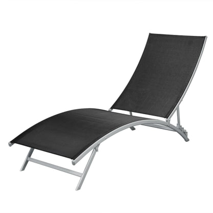 Sun lounger in steel and black textilene