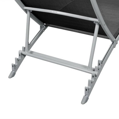 Sun lounger in steel and black textilene