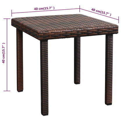 Sun lounger with cushion and table in brown PE wicker