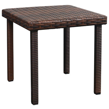 Sun lounger with cushion and table in brown PE wicker