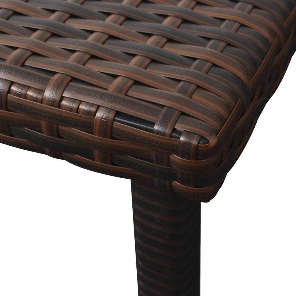 Sun lounger with cushion and table in brown PE wicker