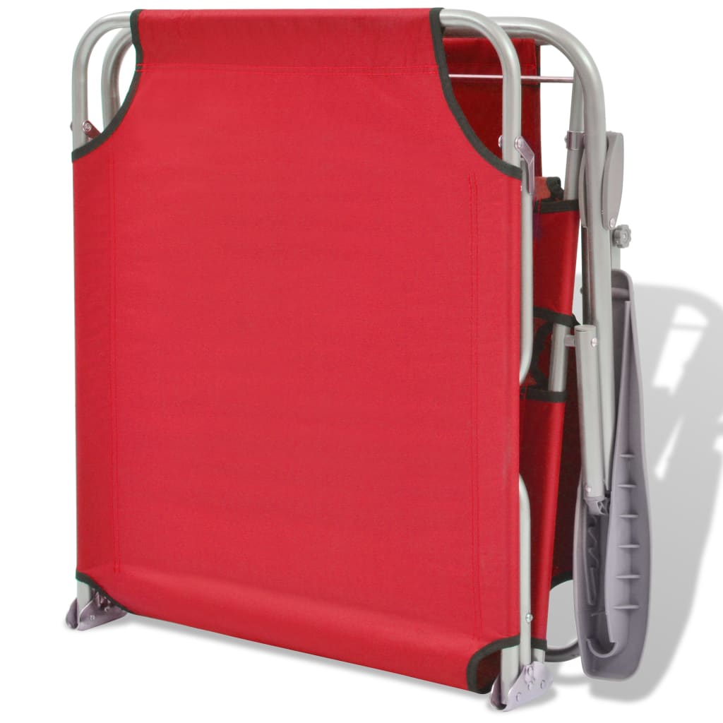 Red steel sun lounger with canopy