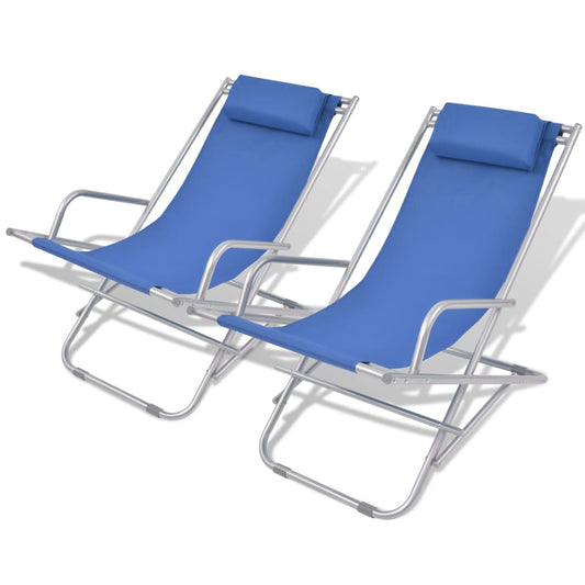 Reclining garden chairs 2 pcs steel blue
