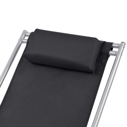 Cadeiras de jardim reclináveis 2 pcs aço preto