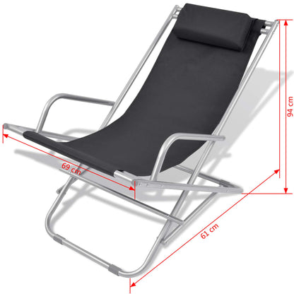 Cadeiras de jardim reclináveis 2 pcs aço preto