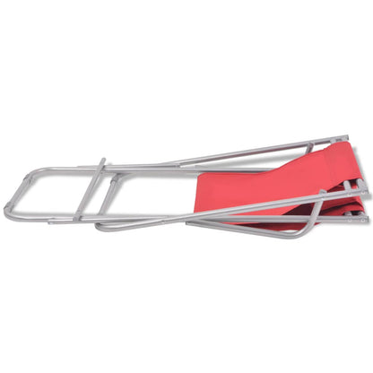 Reclining garden chairs 2 pcs red steel