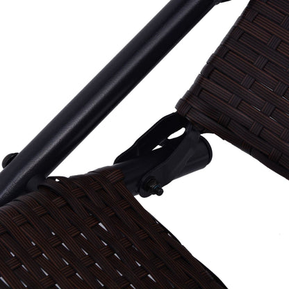 Brown PE wicker folding sun lounger