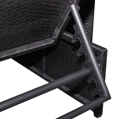 Cadeiras jardim reclináveis 2 pcs com mesa vime PE preto