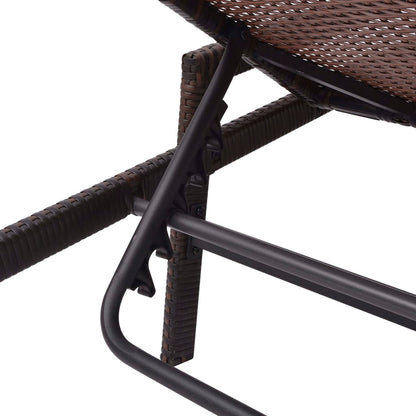 Sun lounger with cushion in brown PE wicker