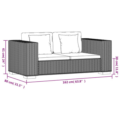 2 seater sofa set, 7 pcs, genuine rattan