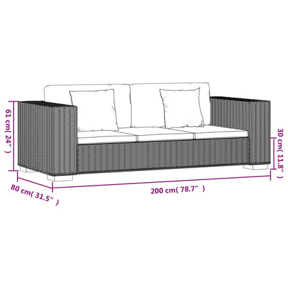 3 seater sofa set, 8 pcs, genuine rattan
