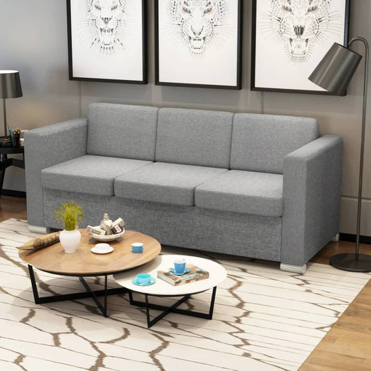 3-seater sofa in light grey fabric