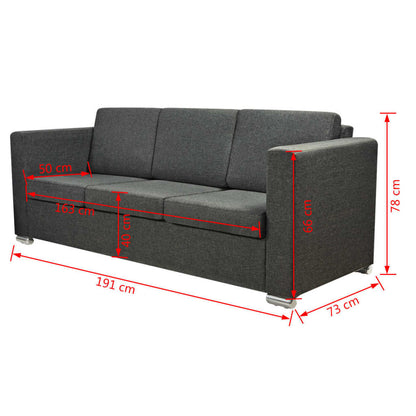 3-seater sofa in dark grey fabric