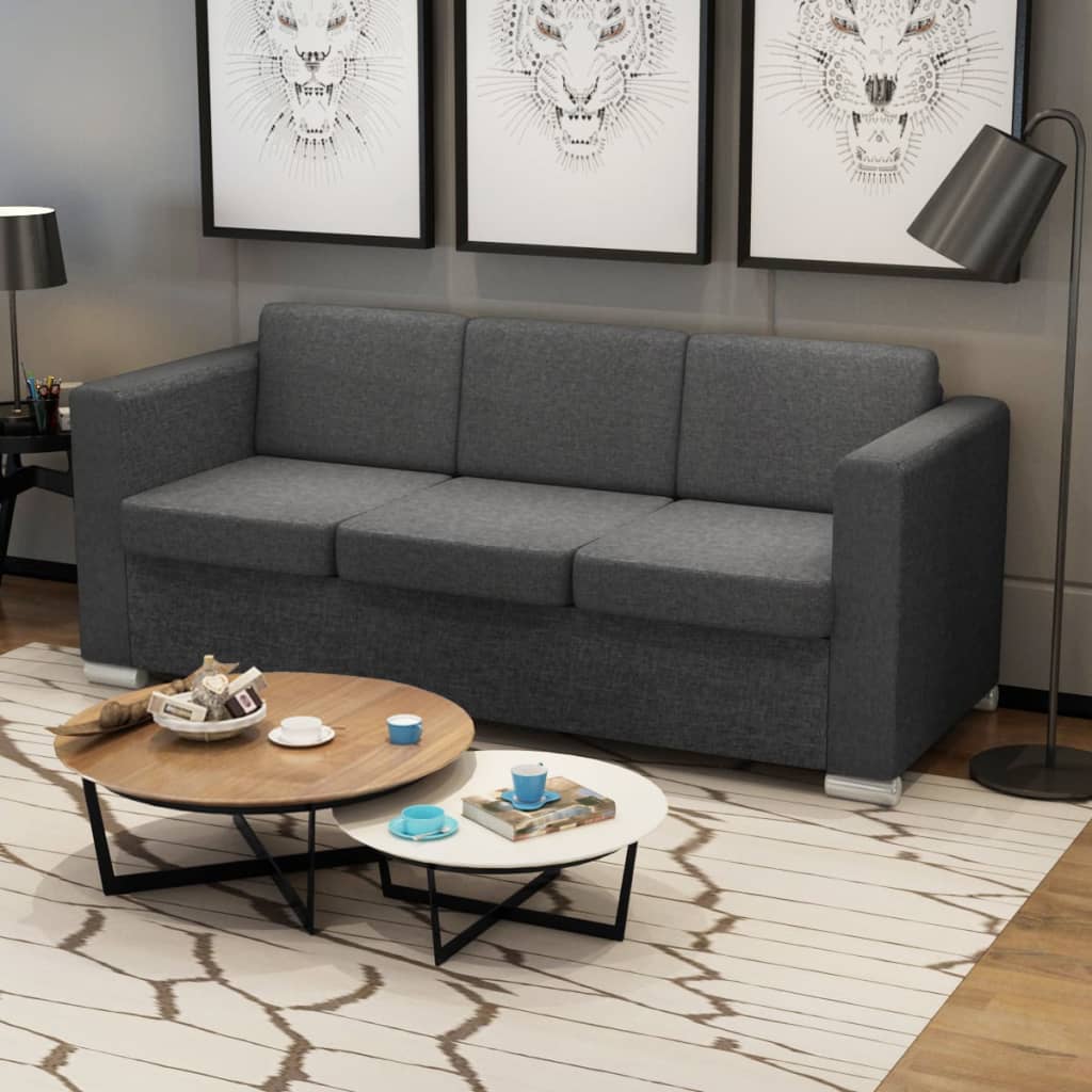 3-seater sofa in dark grey fabric